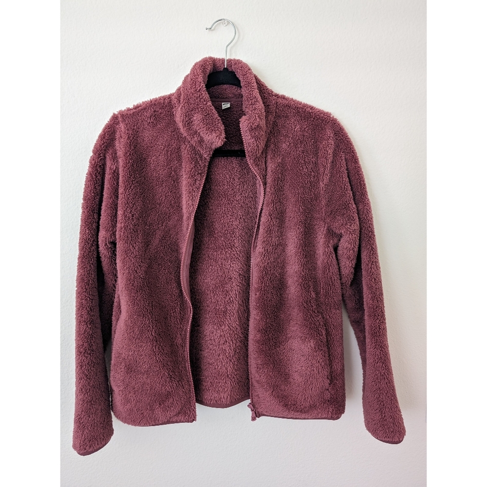 Uniqlo Pink Teddy Zip Up Jacket (S)